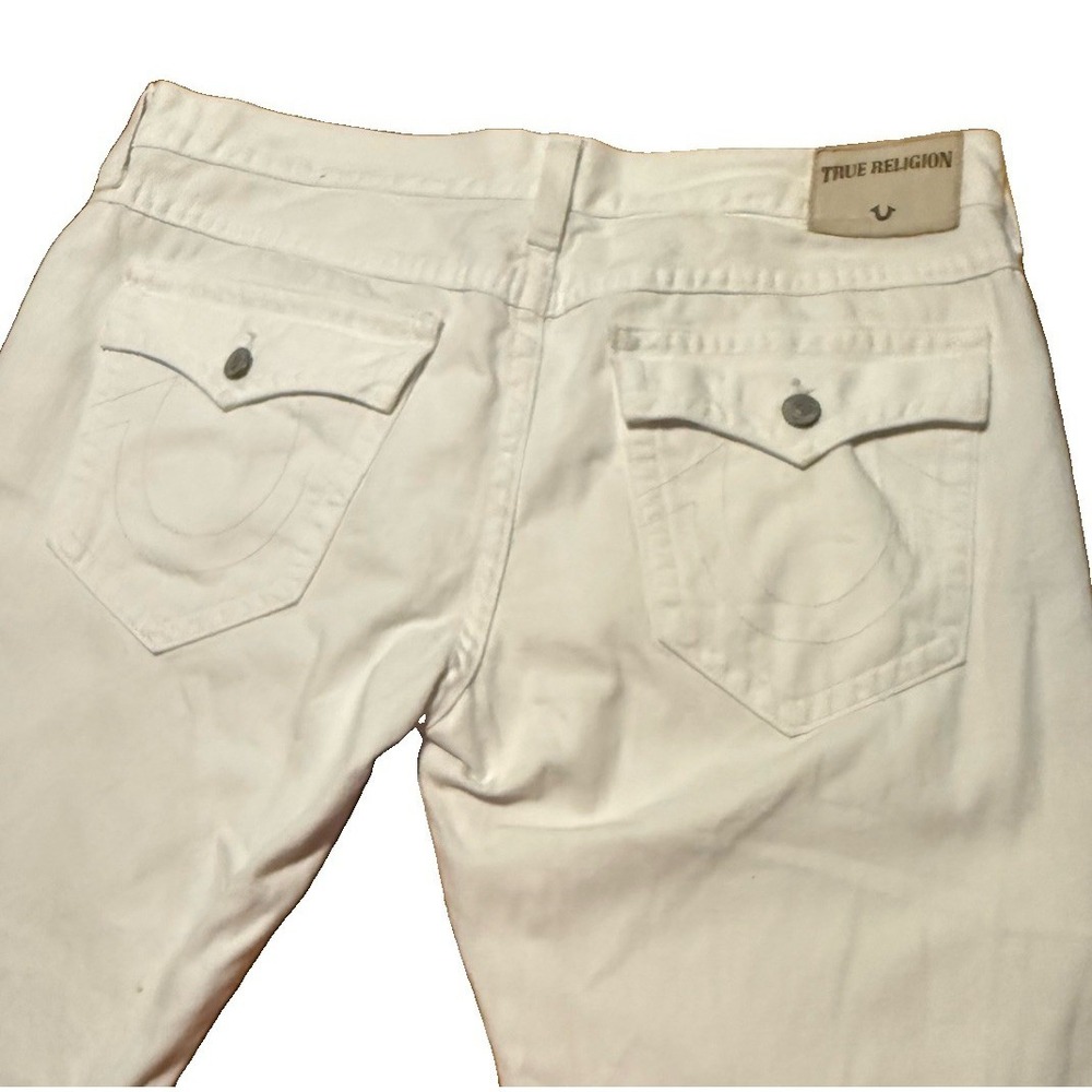 True Religion Ricky White Jeans 40 Relaxed Straight Flap Pocket 32 Inseam USA - Picture 2 of 13